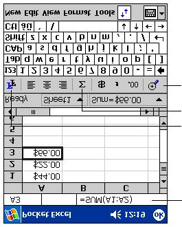 5.3 Pocket Excel Microsoft Pocket Excel works with Microsoft Excel on your desktop computer to give you easy access to copies of your workbooks.