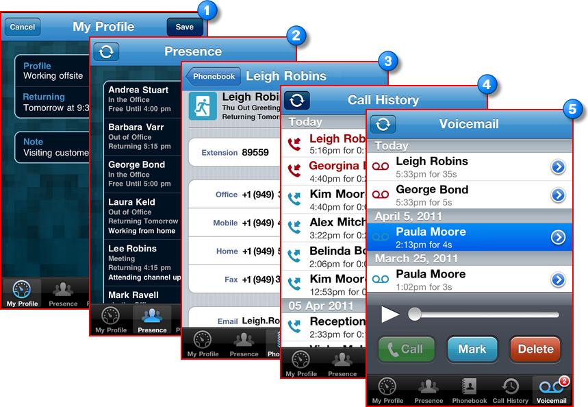 Executive Mobile - iphone Edition Applies to Executive Mobile Executive Mobile allows you to connect with your office Desktop application and voice mailbox via your cellular phone.