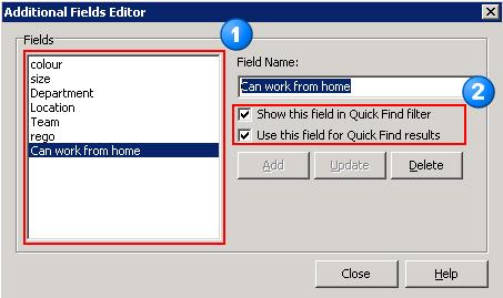 The Additional Fields Editor screen allows you to add new fields. The list of fields that have been added.
