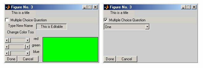Additions to CREWES library Figure 2 shows the namecolorle figure with an editable name on the left, the selected option check box and new layout for the option questions on the right. FIG. 2. The namecolorle figure on the left shows the options to edit a name and edit a color.