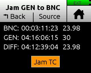 User Guide Jamming Timecode In addition to being able to set the generator s timecode manually, it is possible to jam external LTC timecode into the generator when in Free Run mode.