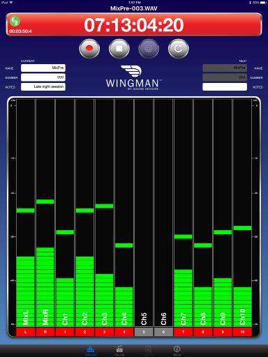 Remote Control Wingman Application Sound Devices Wingman is a free app that allows wireless remote control of the Bluetooth Smart-enabled MixPre Series from ios or Android devices.