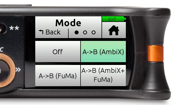 User Guide When Ambisonics Mode is enabled, input channels 5-6 (MixPre-6) and 5-10 (MixPre-10T) are no longer available and input channels 1-4 are automatically linked so that channel knob 1 becomes