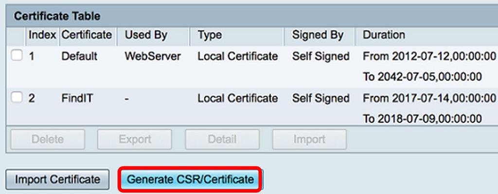 Administration > Certificate. Step 2.