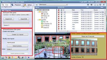 Screenshots XProtect Smart Client extensions shown in this example: Side panel to ease workflow Overlay to existing video View Items with specific