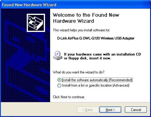 Installing the DWL-G120 Wireless USB Adapter to Your
