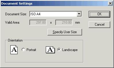 About This displays the version information for this software. 4.2 Document Settings Window This is called up by Document Settings in the File menu.