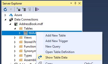 In the server explorer right click on the name of the table and select show table data. This will give you a screen allowing you to add new data to the table.