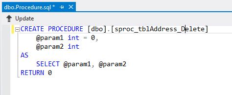 To name the stored procedure modify the code like so.