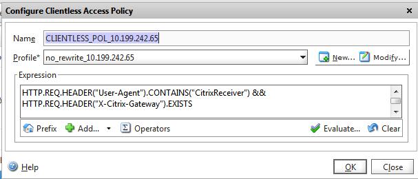 Examples of Clientless Access Policies Created by the Quick Configuration Wizard Aug 02, 2013 The following figures show examples of the clientless access policies and profile settings for Citrix