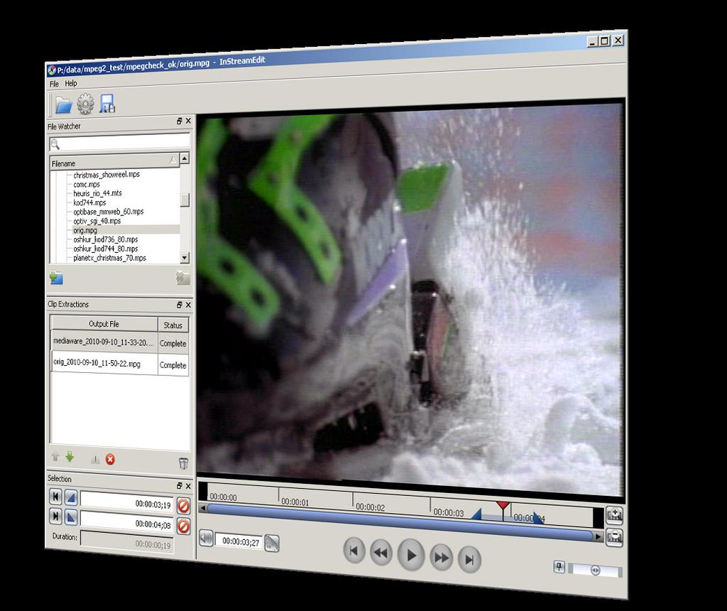 InStream Edit Fast Content Turnaround InStream Edit is a trim editing tool for creating broadcast ready MPEG clips.