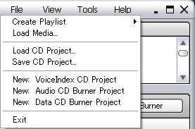 4 REFERENCE Menu File menu Create a new Playlist. Load a CD Project. Create a new VoiceIndex CD Project.
