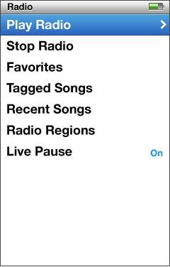 Using the Radio Menu To go to the Radio menu, press Menu from the radio screen. The Radio menu contains the following items.
