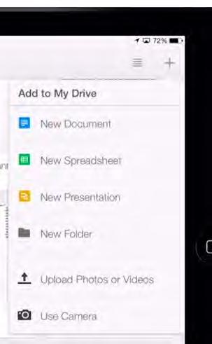 For now, click on the word Cancel so that you can explore the other options for accessing files within the Drive app. Folders and Files The next section is labeled Folders.