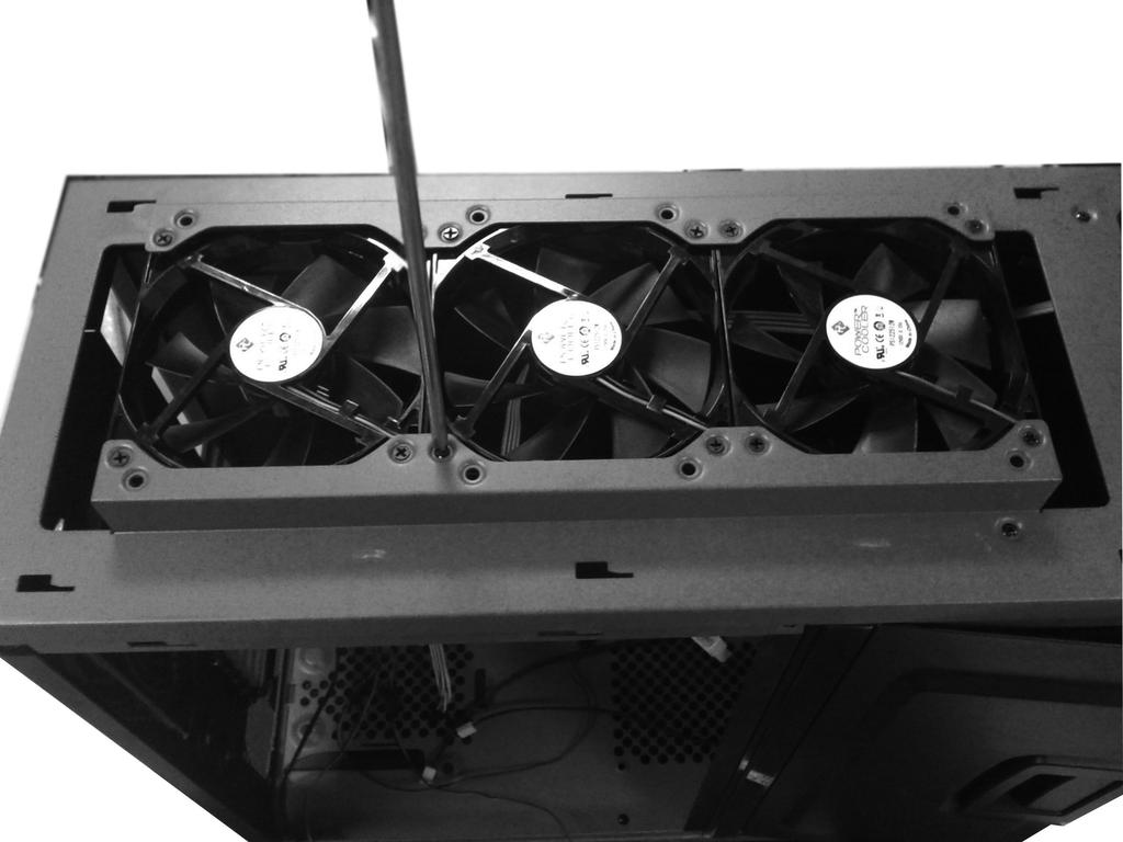2. Install the fans on the top of the case and use