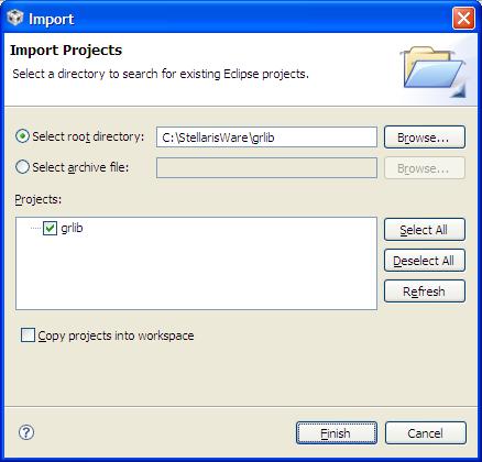 4. Select Import Existing CCS/CCE Eclipse Project from the Project menu again.