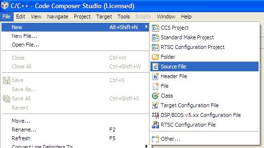 7. Create a new C source file by