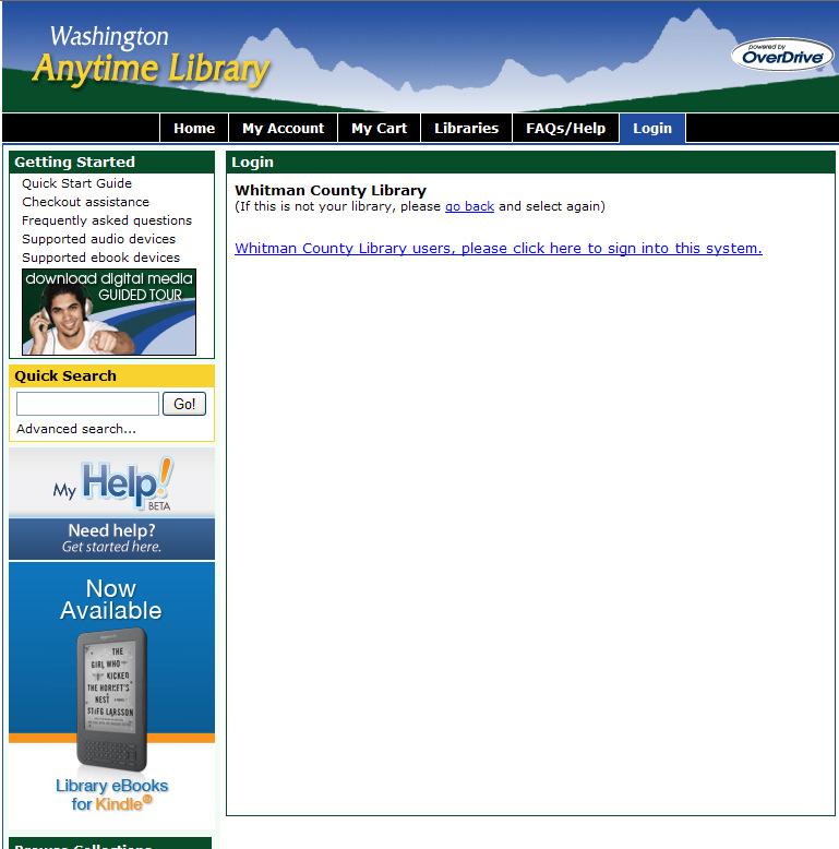 - Login to Washington Anytime Library by clicking on Login.