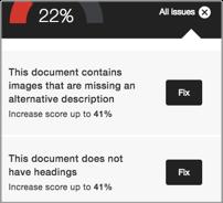 IMPROVE FILE ACCESSIBILITY Once you have located your file's accessibility score, you can begin to explore accessibility issues and improve files to raise the score.