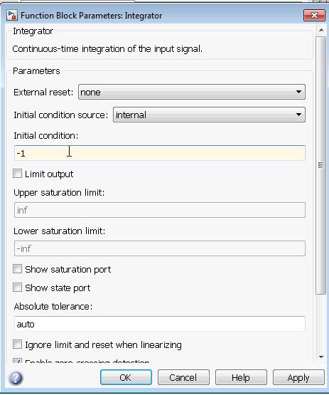 Example sine wave Configure integrator to have