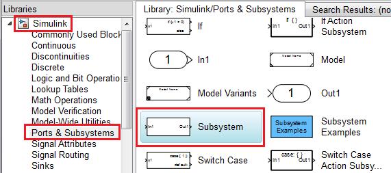 Subsystems - Creation Select blocks Right click Create Subsystem from Selection or Drag and drop Subsystem from