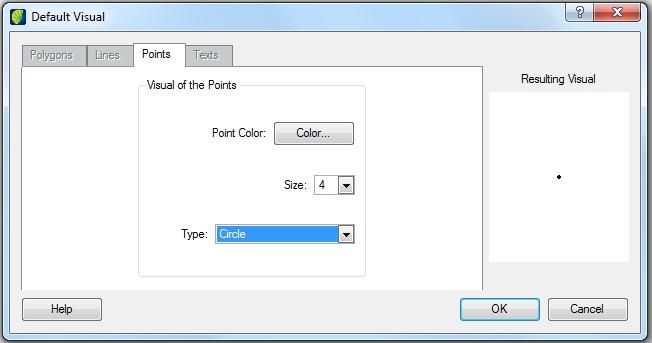 TerraAmazon Operator User s Guide Visual of Points Defining the visual of the points within a theme is very simple. Color: this button opens the color selection interface.