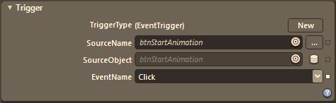 CHAPTER 3 THE ANIMATION EDITOR Select this new node in your Objects and Timeline panel (you will see it beneath the Button node), and examine the Trigger section of the Properties panel (see Figure 3