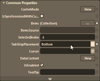 in the Assets library. Once you have located the TabControl component, select it from your Tools panel and draw an instance of this control so that it takes up a majority of the initial Grid.