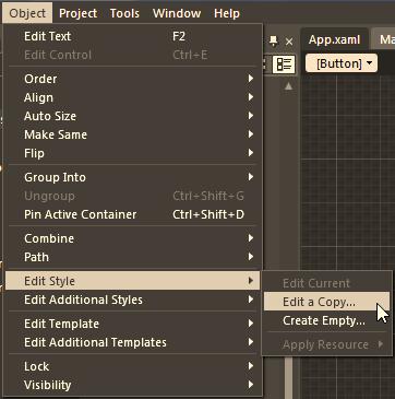 CHAPTER 5 STYLES, TEMPLATES, AND USERCONTROLS Creating New Styles Using Blend For the next example, we will create a few styles using the Blend IDE, and you will learn some more advanced style