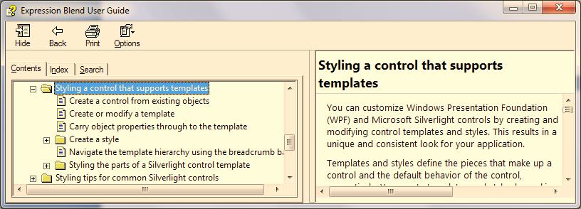 CHAPTER 5 STYLES, TEMPLATES, AND USERCONTROLS Figure 5 42. The Expression Blend User Guide provides numerous tutorials regarding WPF triggers.