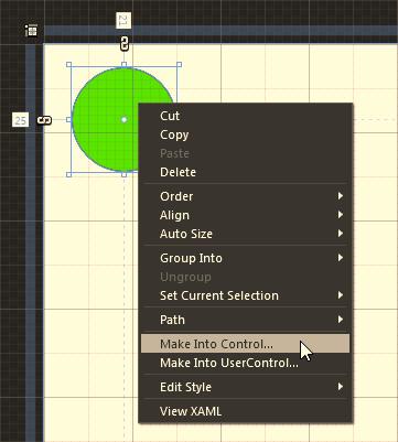CHAPTER 5 STYLES, TEMPLATES, AND USERCONTROLS Figure 5 43. Silverlight projects also support the Make Into Control option.