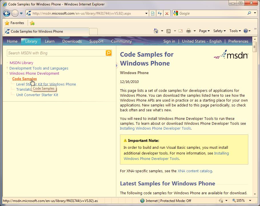 CHAPTER 7 DESIGNING FOR WINDOWS PHONE 7 Figure 7 38. Sample projects!