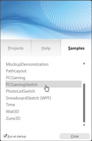 CHAPTER 8 PROTOTYPING WITH SKETCHFLOW Figure 8 2. Blend ships with several SketchFlow sample projects.