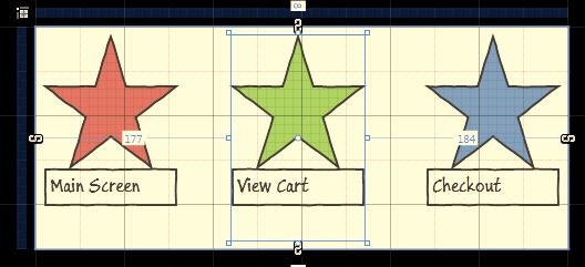 This all being the case, use the Tools panel (or Assets library) to build a navigation system (in the NavSystem screen, remember) consisting of three colored geometries of your liking.