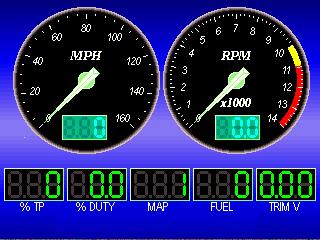 Dual Analog Gauges Screen The Dual Analog Gauges screen allows you to view real time data or play back a