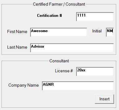 2 Enter the Farmer information on the left of the page. The Farmer ID is an optional piece of information assigned by the Maryland Department of Agriculture (MDA).