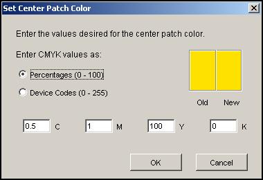 TO EDIT A COLOR IN THE SET CENTER PATCH COLOR DIALOG BOX 1 Select the color you want to edit. 2 Double-click the color icon.