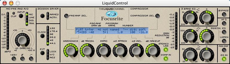 The LiquidControl interface The software interface of LiquidControl has been designed to visually match the layout of the controls on the hardware unit.