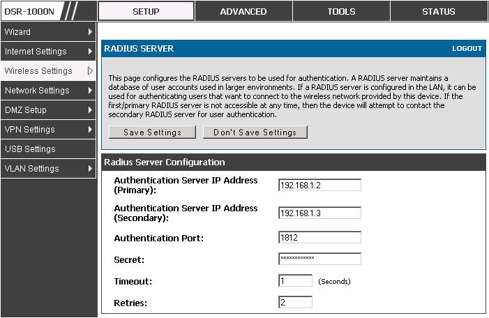 User Manual Figure 29: RADIUS server (External Authentication) configuration 4.