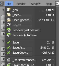 Chapter 1- The Blender Interface The User Preferences Window The User Preferences Window can be called up by selecting it in the File pull-down menu.