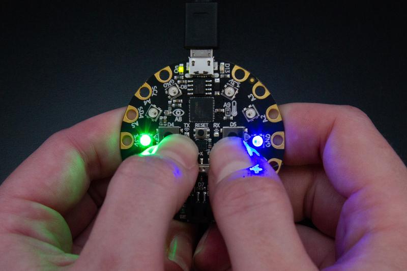 Our code is checking to see if each button is pressed. If it is, it turns on the LED next to the button to the specified color. Button A turns the LED next to it green.