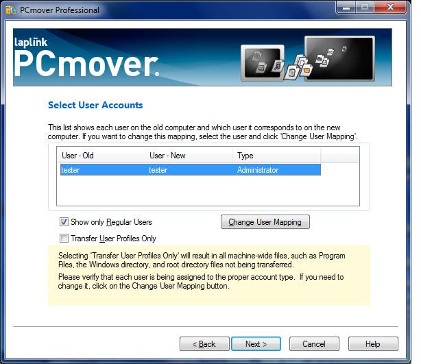 10 12. Select User Accounts 13. Ready To Proceed - Search For Applications PCmover will now scan your old PC for applications to migrate. Click Next. 14.