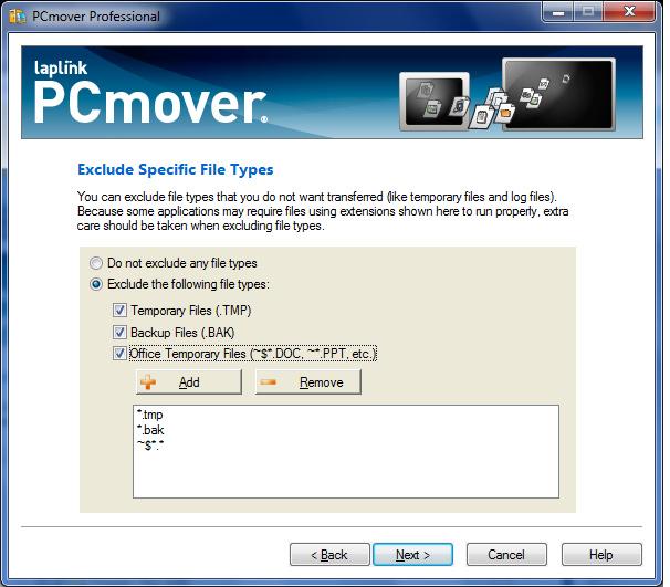 13 18. Exclude Specific File Types 20. In Progress - Build Moving Journal PCmover also allows you to choose file types to exclude from migration.