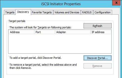In the Server Manager Dashboard, click the Tools menu in the toolbar and select iscsi Initiator. 2.