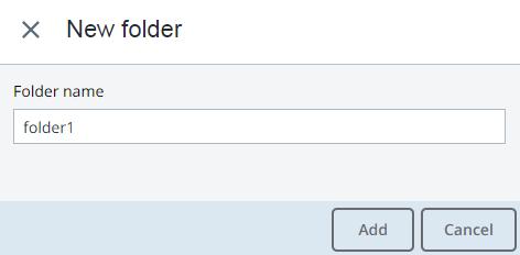 2.1.3 Creating, Deleting, and Listing Folders On the bucket contents screen: To create a folder, click New folder, specify folder name in the New folder window, and click Add.