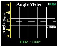 Angle Meter Screen Display and Button Function BATTERY LEVEL BACK TO MAIN MENU Angle (⁰) Time
