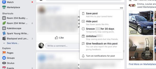 Page 3 of 9 How to block spam calls, On Facebook, find a status update from them and this time there's an ellipsis icon at top right.