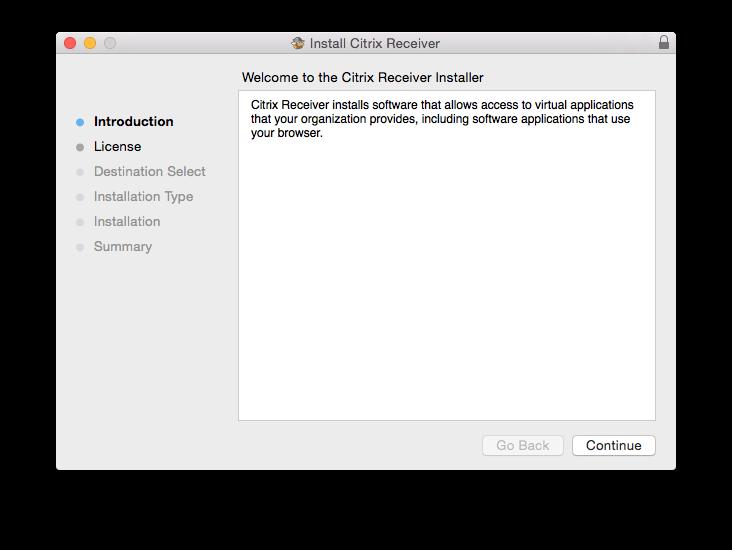 6. Follow the prompts in the Install Citrix Receiver