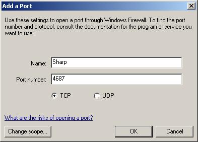 Open a Port for Sharpdesk (Windows XP) 5.