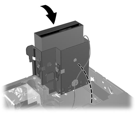 8. Disconnect the power cable (1) and data cable (2) from the rear of the optical drive. Figure 2-15 Disconnecting the Power and Data Cables 9.